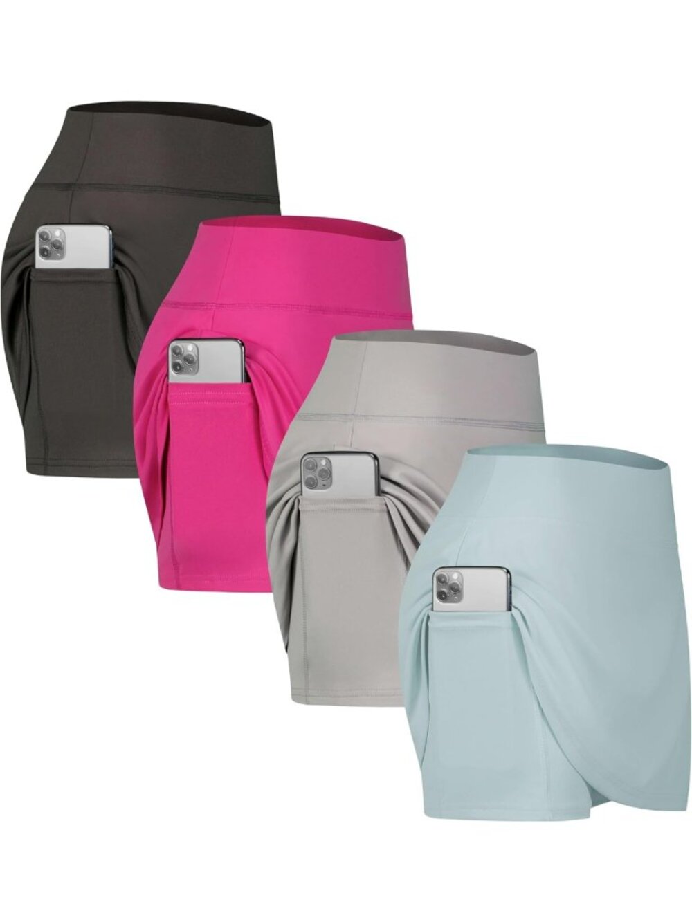 4 Pack Women's High Waisted Athletic Skorts with Pockets for Tennis & Golf